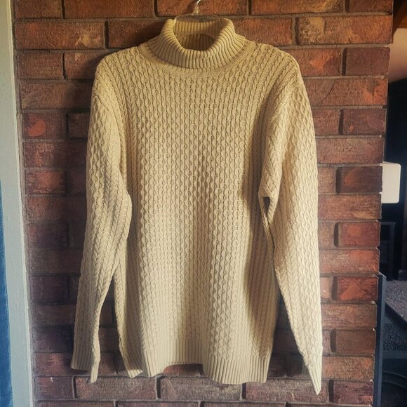 Coofandy Turtleneck Cableknit Textured Rich Tan Sweater Women's - Size L - Picture 3 of 10